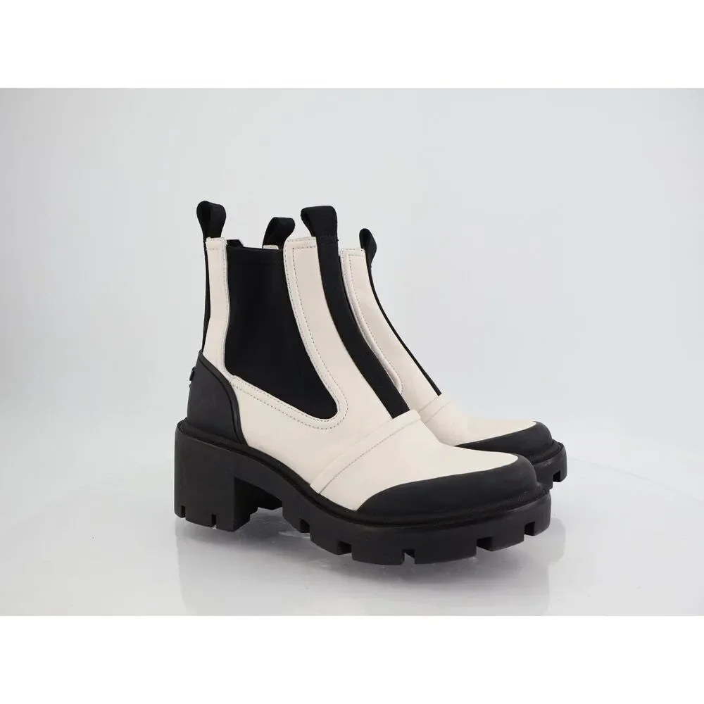 Tory Burch Women's Chelsea Lug Sole Ankle Boots Size 7.5 Black White Slip On